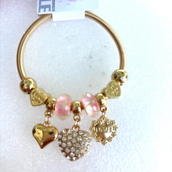 Gold and Pink Heart Charm Bracelet NWT - Picture 7 of 7
